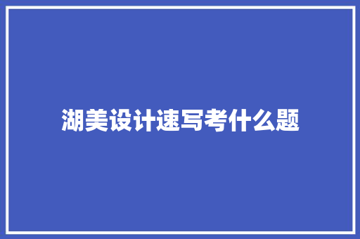 湖美设计速写考什么题