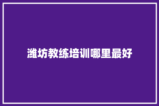 潍坊教练培训哪里最好