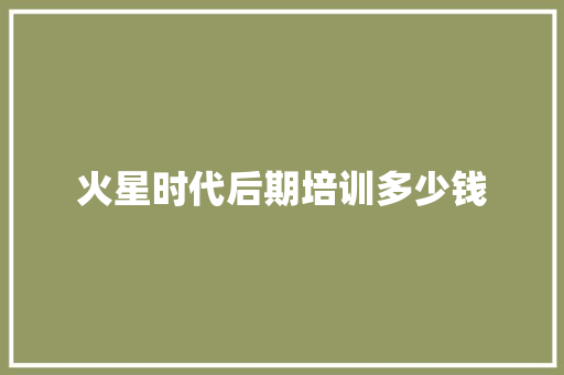 火星时代后期培训多少钱