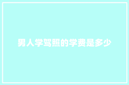 男人学驾照的学费是多少