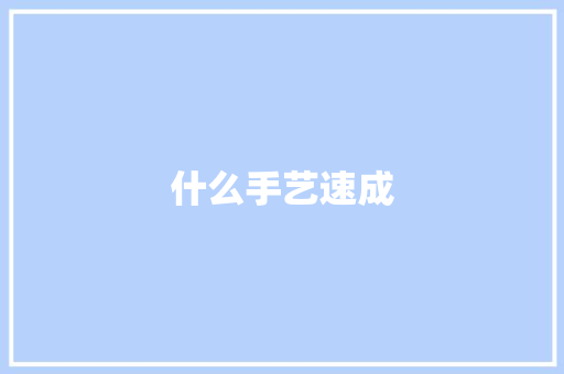 什么手艺速成