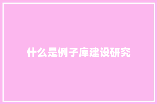 什么是例子库建设研究