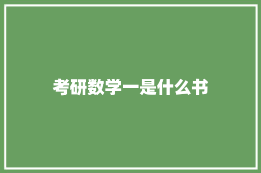 考研数学一是什么书