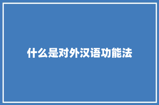 什么是对外汉语功能法