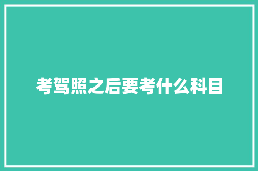 考驾照之后要考什么科目