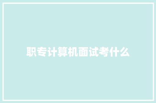 职专计算机面试考什么
