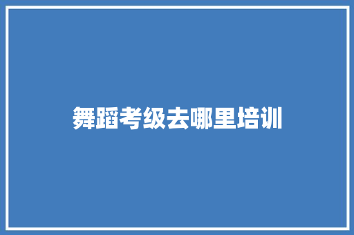 舞蹈考级去哪里培训