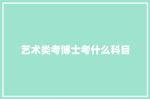 艺术类考博士考什么科目