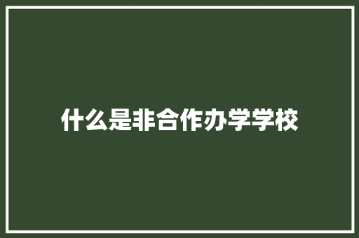 什么是非合作办学学校