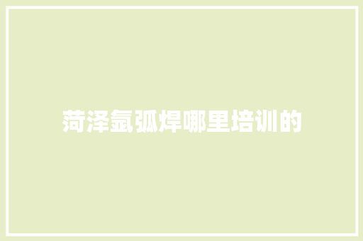 菏泽氩弧焊哪里培训的