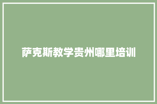 萨克斯教学贵州哪里培训