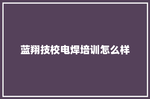 蓝翔技校电焊培训怎么样