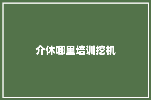 介休哪里培训挖机