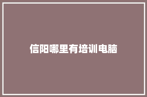 信阳哪里有培训电脑