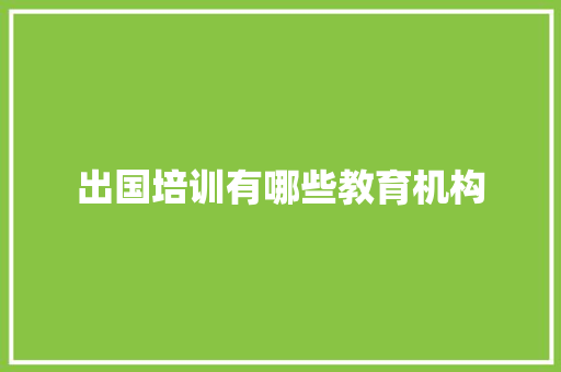 出国培训有哪些教育机构