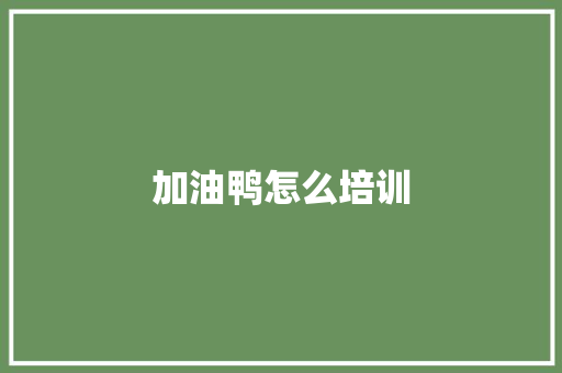 加油鸭怎么培训