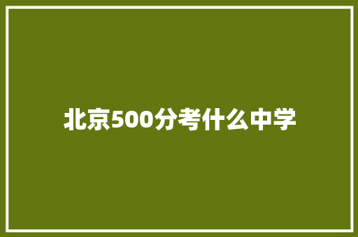 北京500分考什么中学