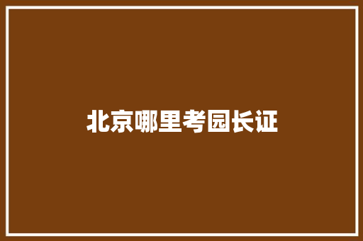北京哪里考园长证