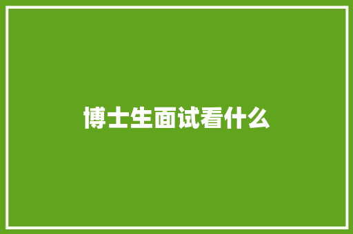 博士生面试看什么