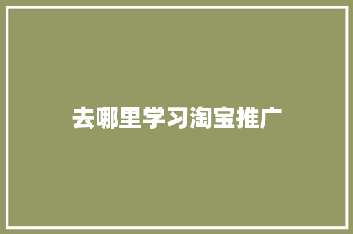 去哪里学习淘宝推广