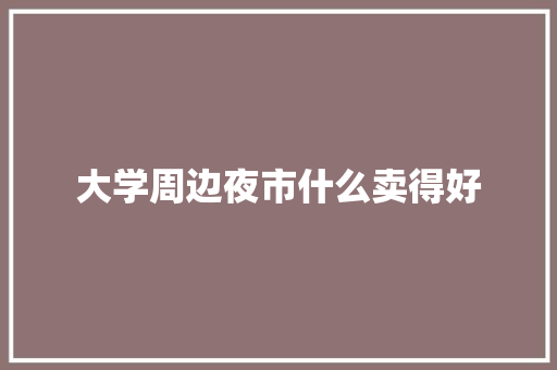 大学周边夜市什么卖得好