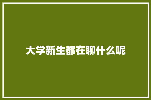 大学新生都在聊什么呢