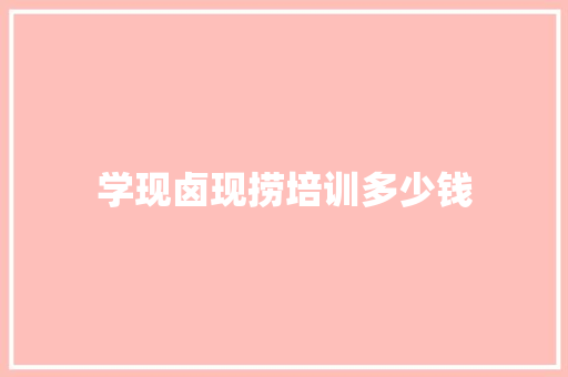 学现卤现捞培训多少钱