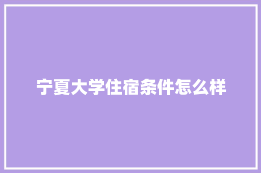 宁夏大学住宿条件怎么样