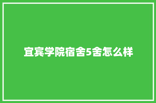 宜宾学院宿舍5舍怎么样