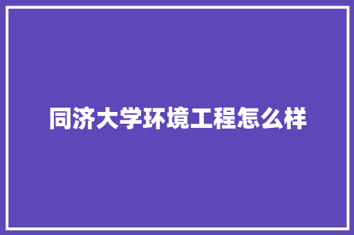 同济大学环境工程怎么样