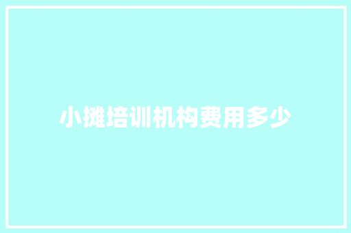 小摊培训机构费用多少