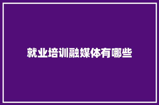 就业培训融媒体有哪些