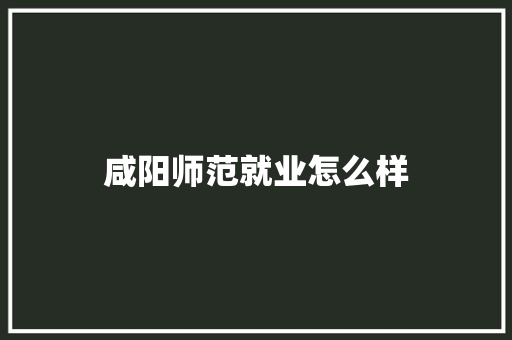 咸阳师范就业怎么样