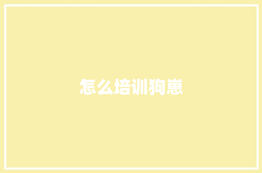 怎么培训狗崽