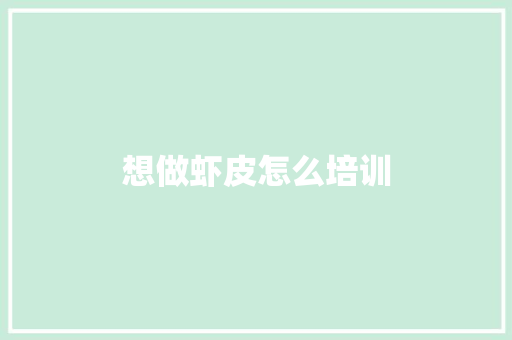 想做虾皮怎么培训