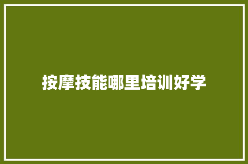 按摩技能哪里培训好学