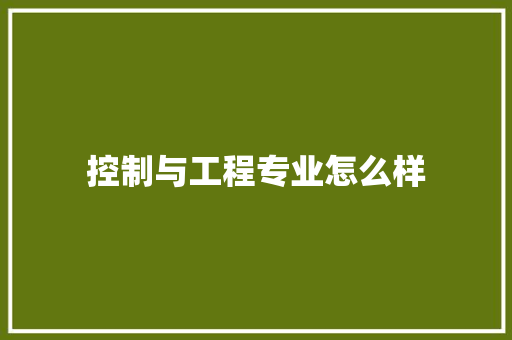 控制与工程专业怎么样