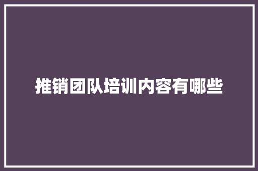 推销团队培训内容有哪些