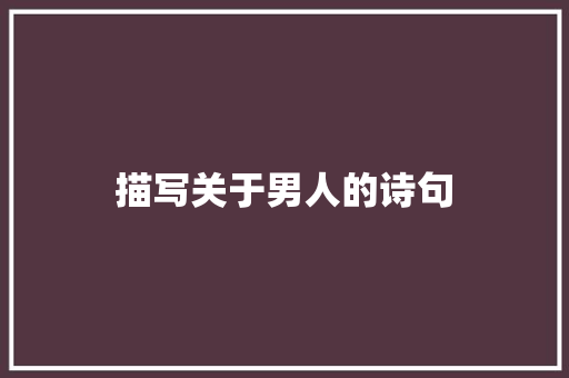 描写关于男人的诗句
