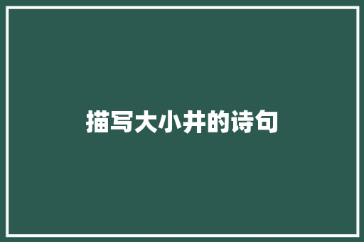 描写大小井的诗句