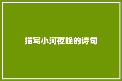 描写小河夜晚的诗句