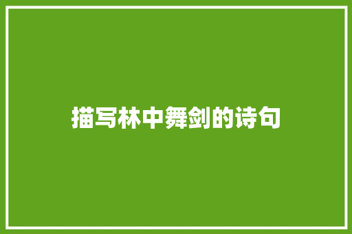 描写林中舞剑的诗句