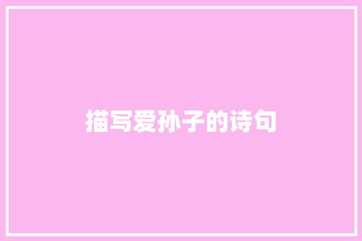 描写爱孙子的诗句