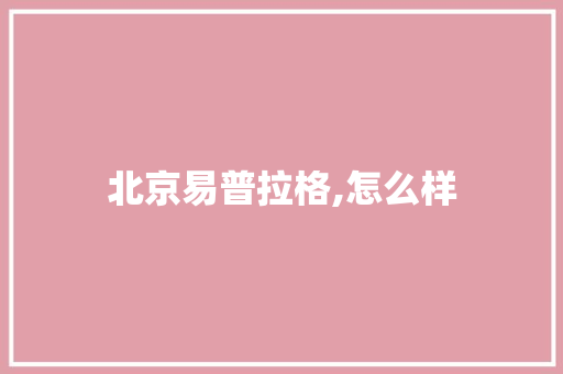 北京易普拉格,怎么样