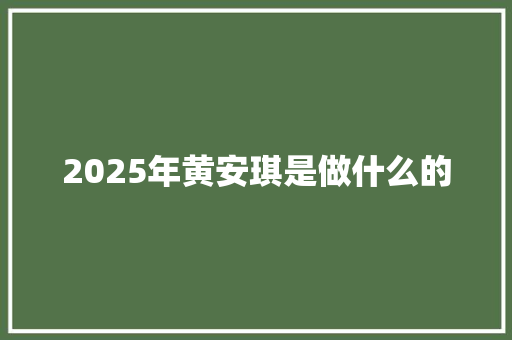 2025年黄安琪是做什么的