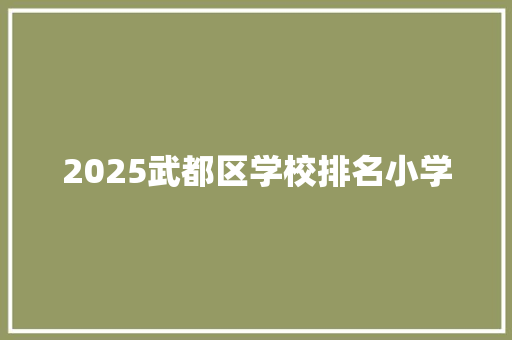 2025武都区学校排名小学
