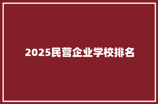 2025民营企业学校排名