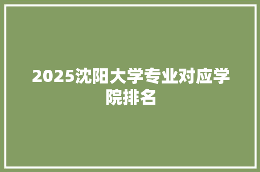 2025沈阳大学专业对应学院排名