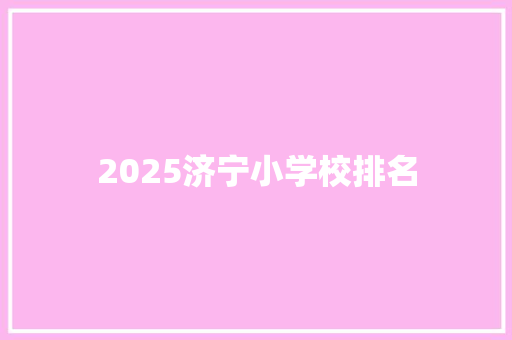 2025济宁小学校排名
