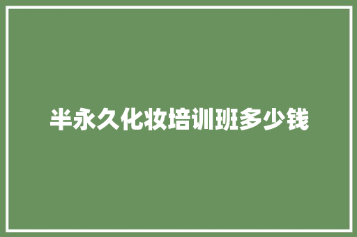 半永久化妆培训班多少钱